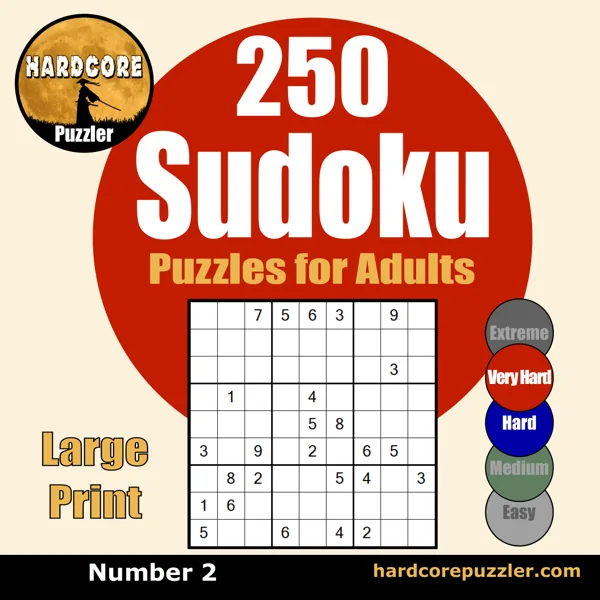 Cover of Hard Core Sudoku 250 Large Print Puzzles - 2