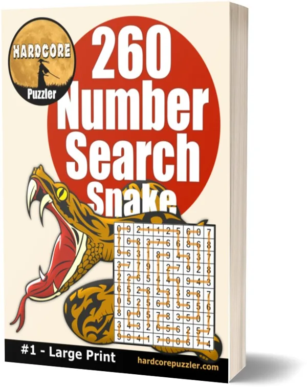 Cover of 260 Large Print Number Search Snake Puzzles Book for Adults