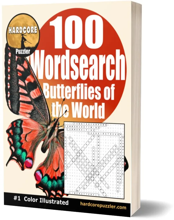 Cover of 100 Butterflies of the World Word Search Puzzles for Adults