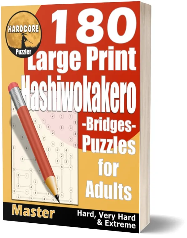 Cover of 180 Large Print Hashiwokakero (Bridges) Puzzles for Adults - Master