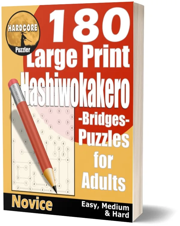 Cover of 180 Large Print Hashiwokakero (Bridges) Puzzles for Adults - Novice
