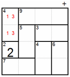 Before: the 4 cage in column 1 is 1 and 3, so the 7 cage below is 4 and 3