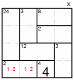 Before: the bottom row is completed with 3, then the 3× cage gives 1 above it