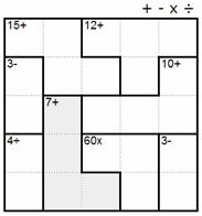 Before: the 7+ cage forces 1 into its fourth square