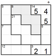 Before: rows 1 and 2 total 30, which leaves 1 for the square poking into row 3