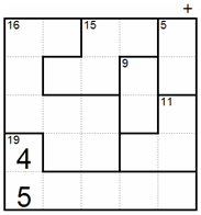 After: column 1 total and the 16 cage fix the bottom-left square as 5