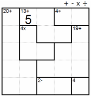 After: the 20+ cage covers column 1 plus two squares that must add up to 5