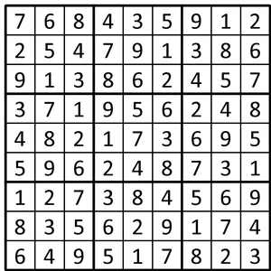 Completed grid for puzzle 1