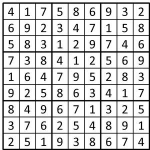Completed grid for puzzle 142