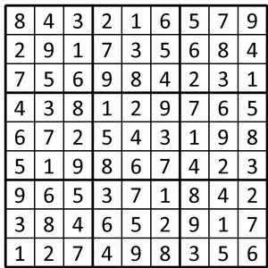 Completed grid for puzzle 96