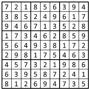 Completed grid for puzzle 1