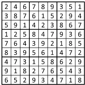 Completed grid for puzzle 142