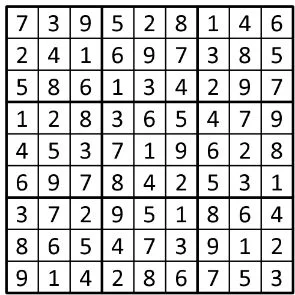 Completed grid for puzzle 39