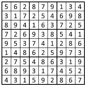 Completed grid for puzzle 9