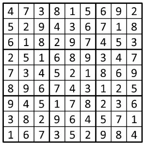 Completed grid for puzzle 91
