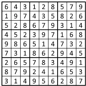 Completed grid for puzzle 96