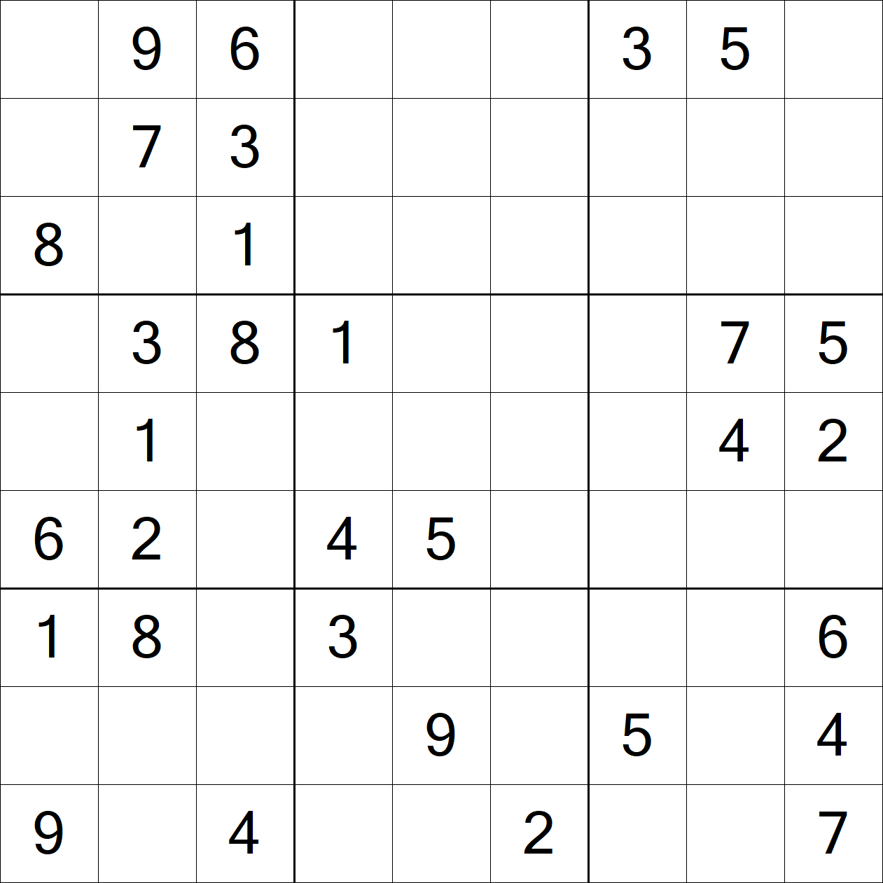 Hard Sudoku puzzle grid