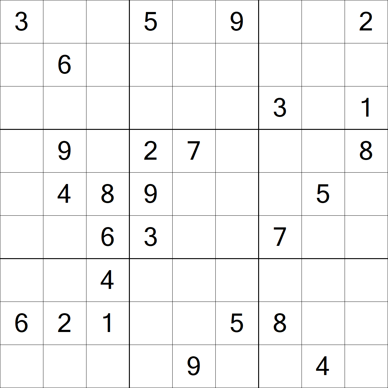 Very Hard Sudoku puzzle grid
