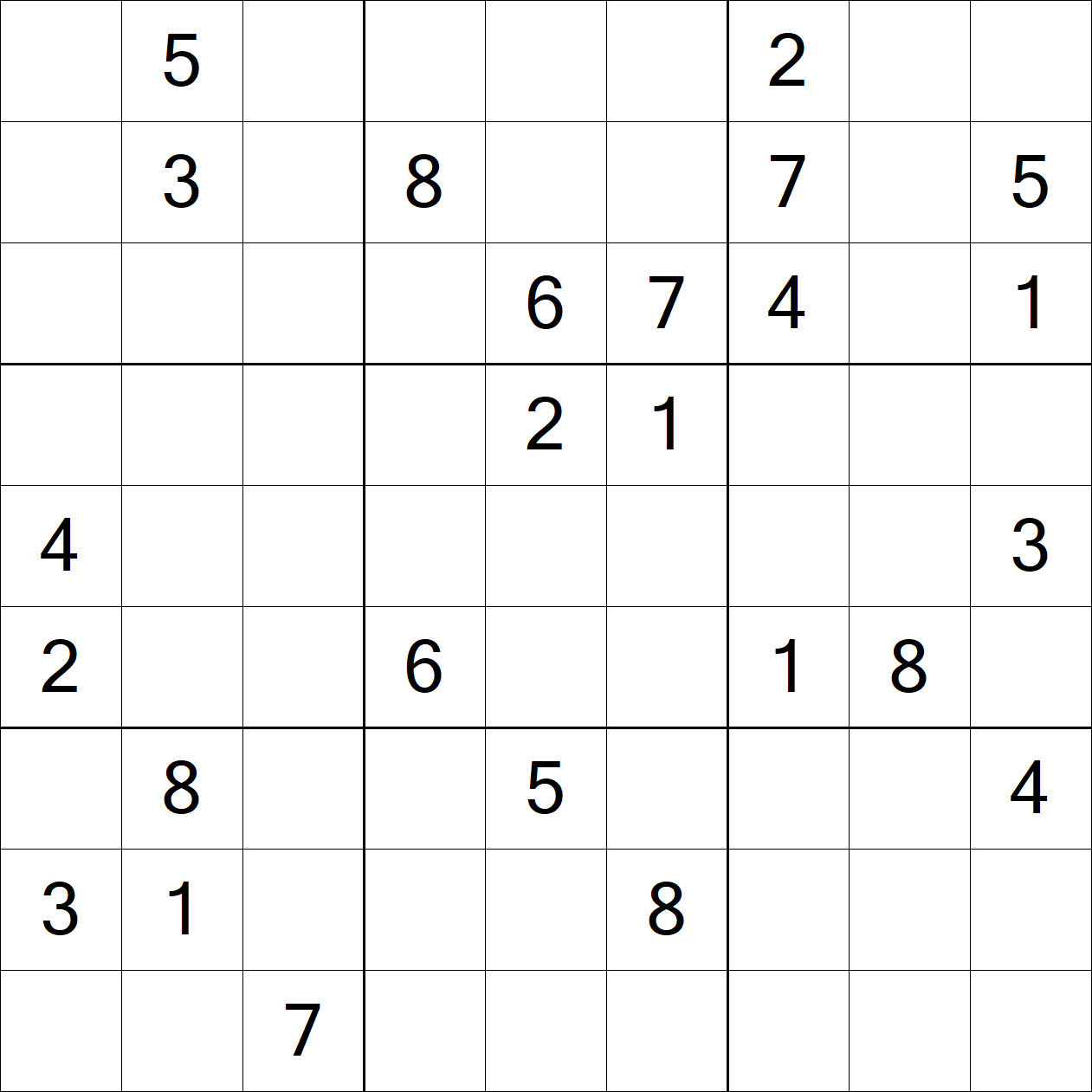 Extreme Sudoku puzzle grid