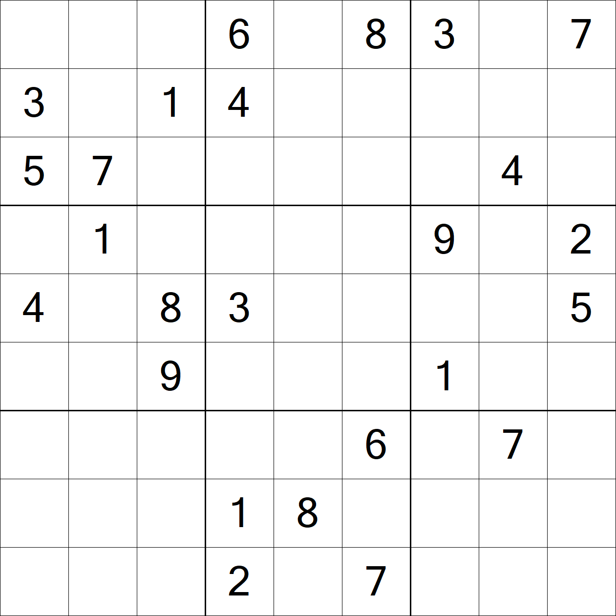 Very Hard Sudoku puzzle grid
