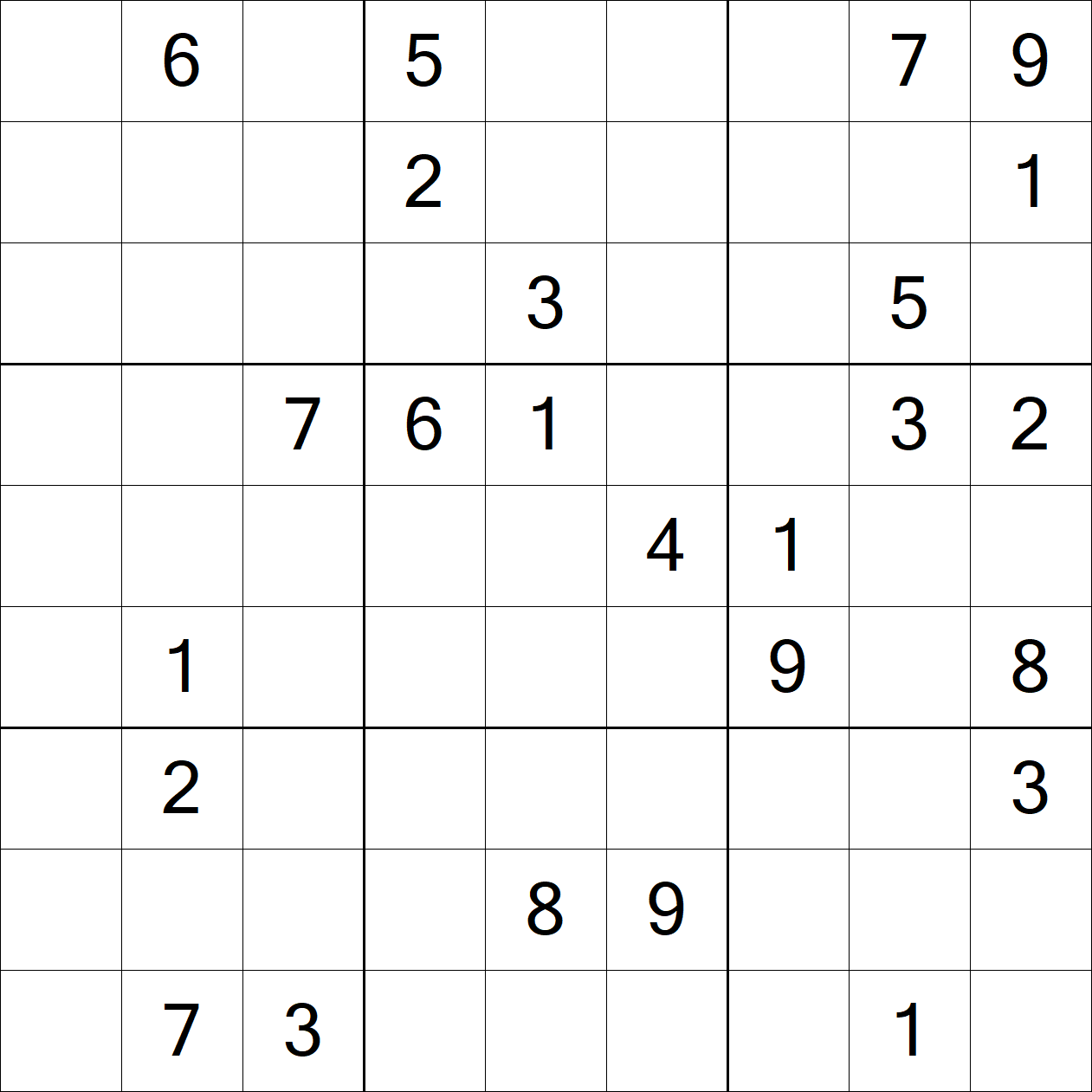 Extreme Sudoku puzzle grid