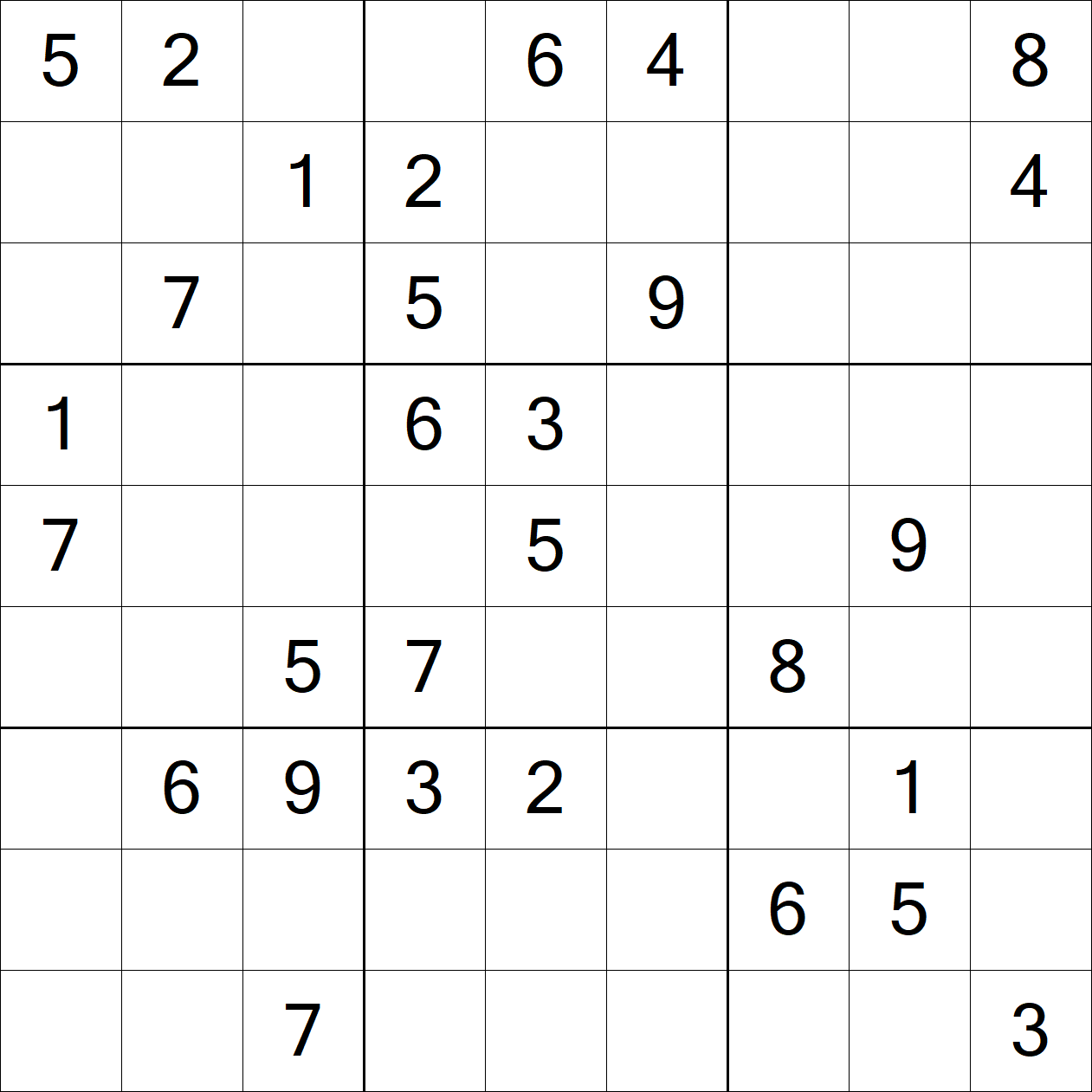 Hard Sudoku puzzle grid