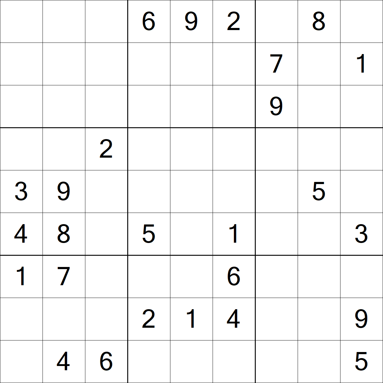 Very Hard Sudoku puzzle grid