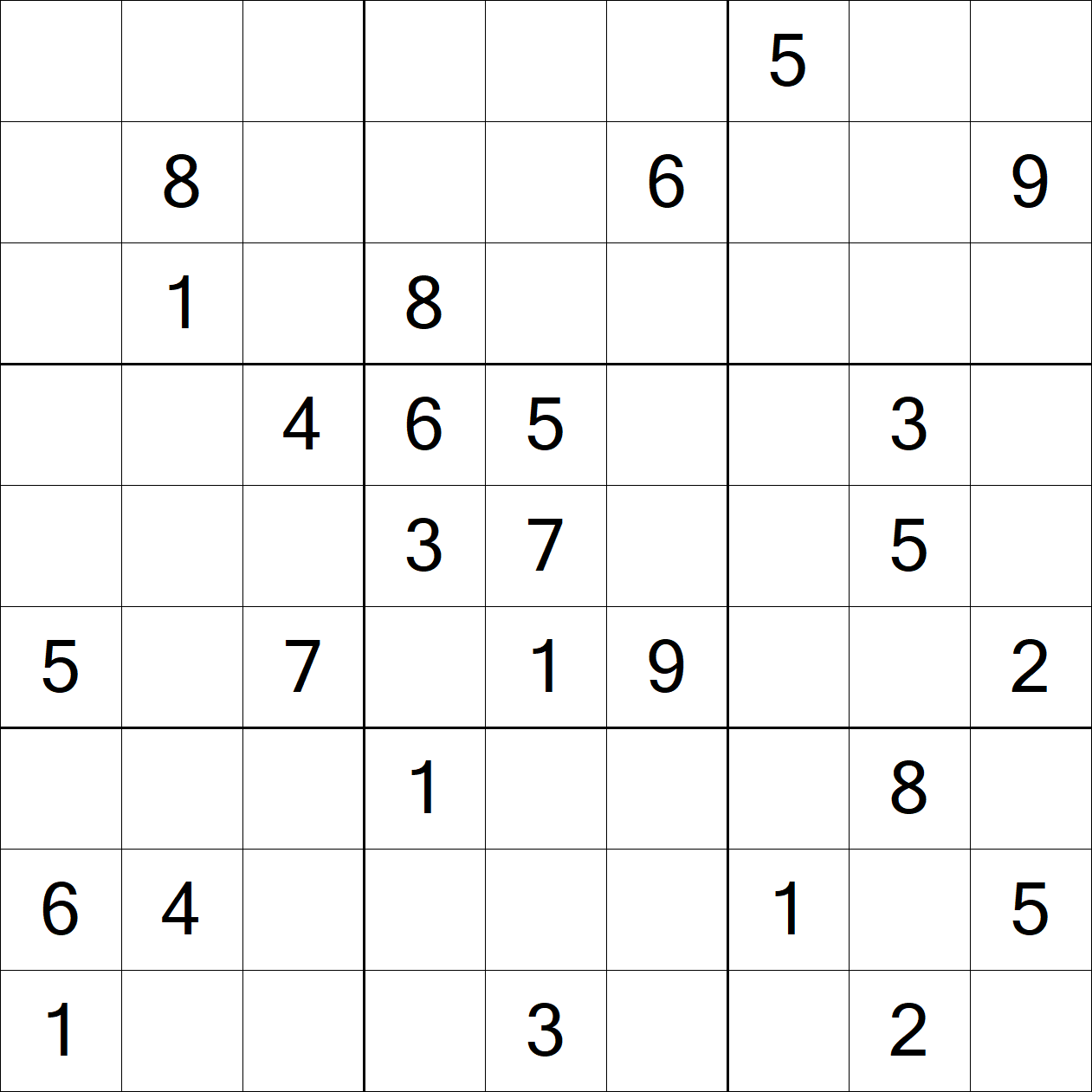 Very Hard Sudoku puzzle grid