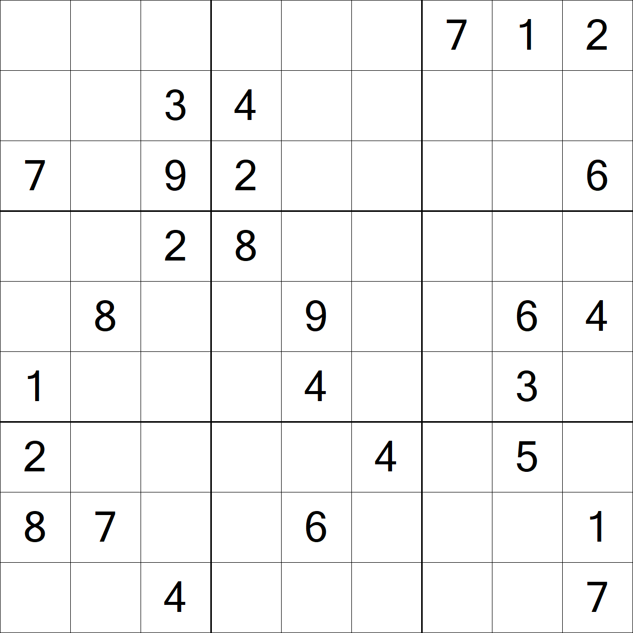 Hard Sudoku puzzle grid