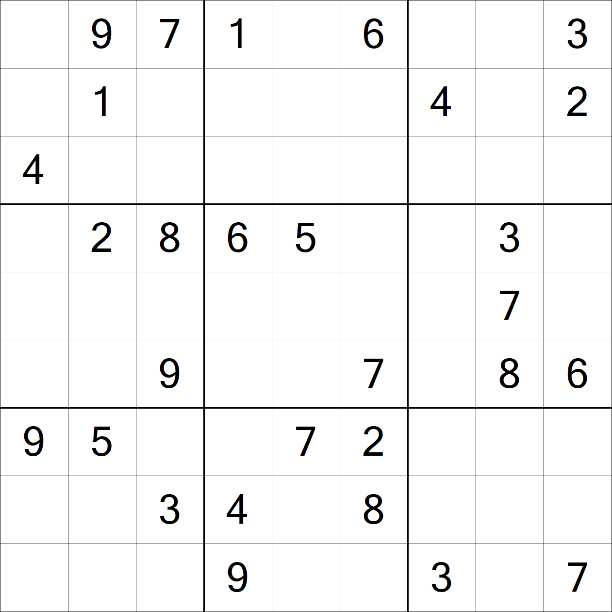 Hard Sudoku puzzle grid