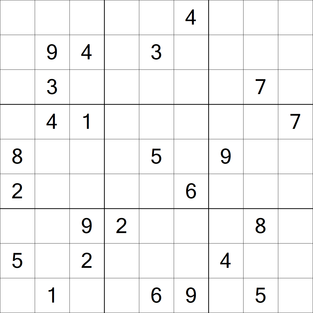 Extreme Sudoku puzzle grid