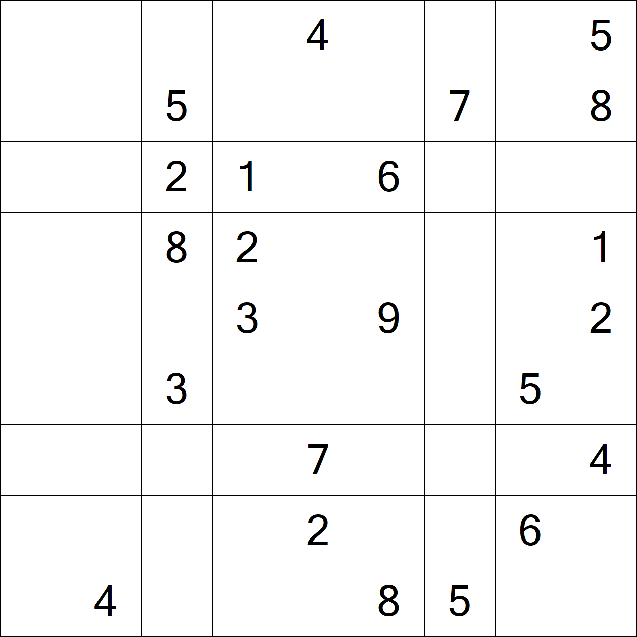 Extreme Sudoku puzzle grid