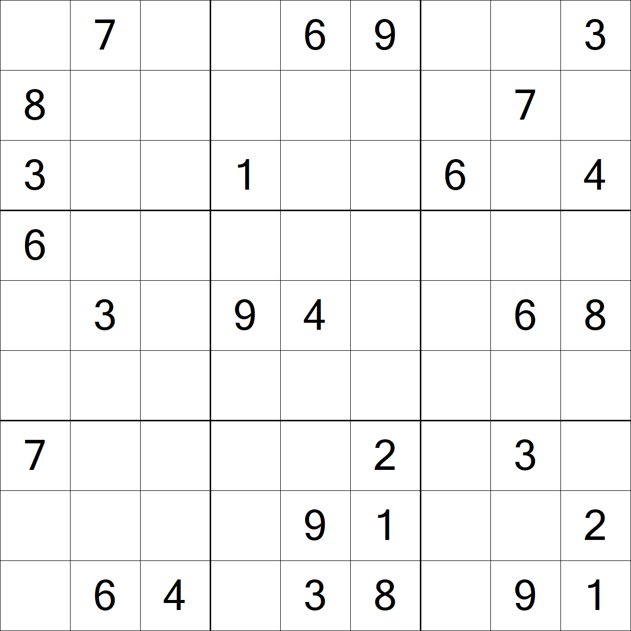 Hard Sudoku puzzle grid