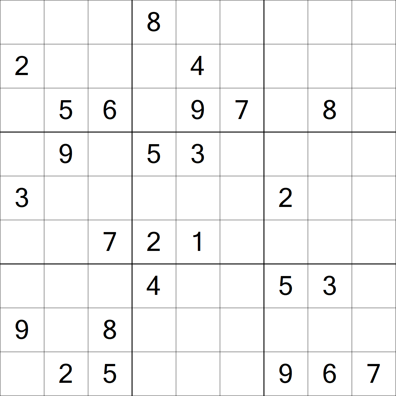 Extreme Sudoku puzzle grid