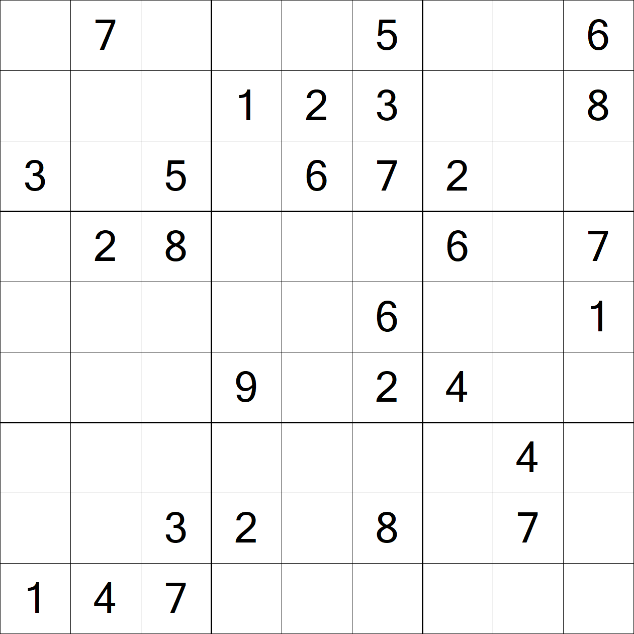 Hard Sudoku puzzle grid