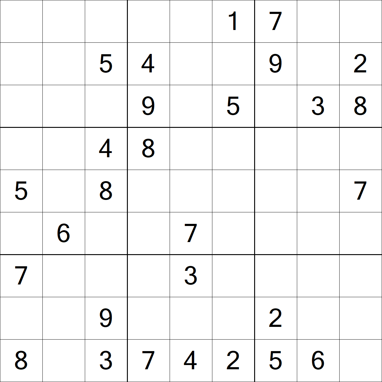 Extreme Sudoku puzzle grid