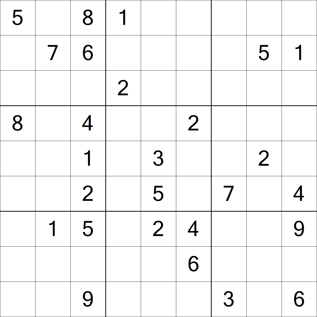 Very Hard Sudoku puzzle grid
