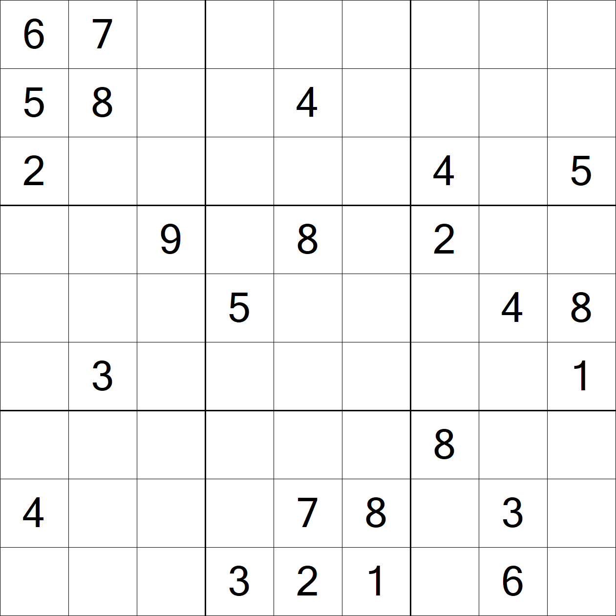 Very Hard Sudoku puzzle grid