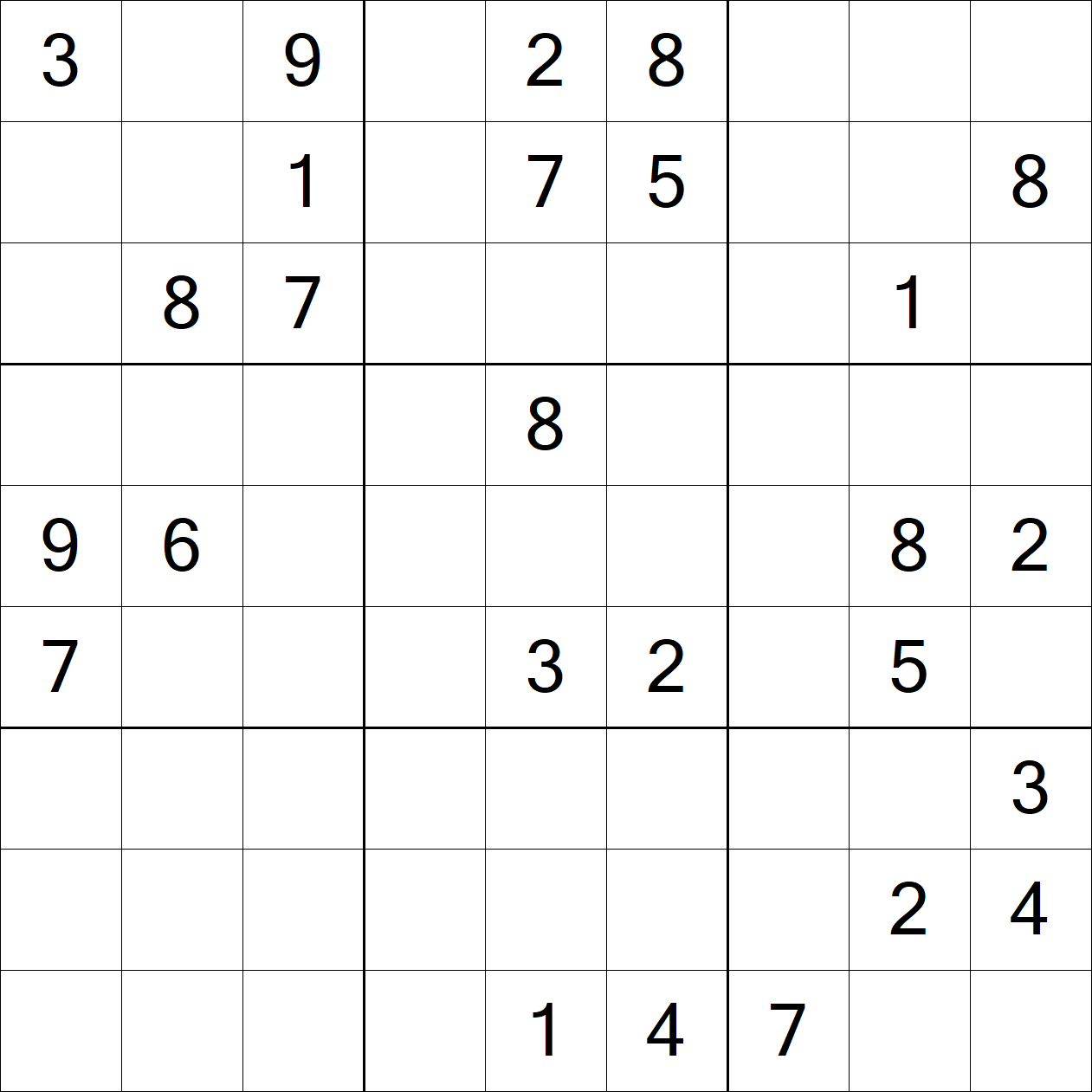 Extreme Sudoku puzzle grid