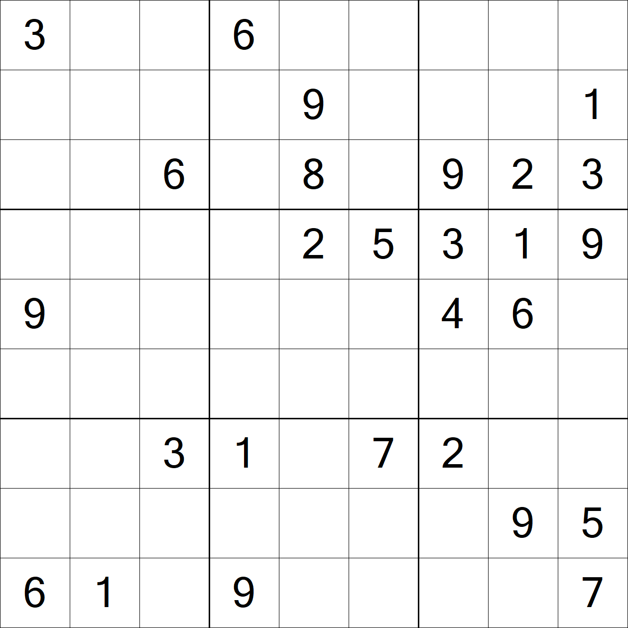 Hard Sudoku puzzle grid