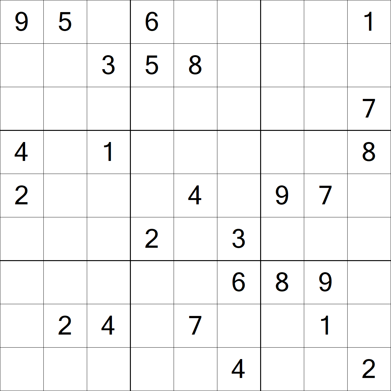 Hard Sudoku puzzle grid