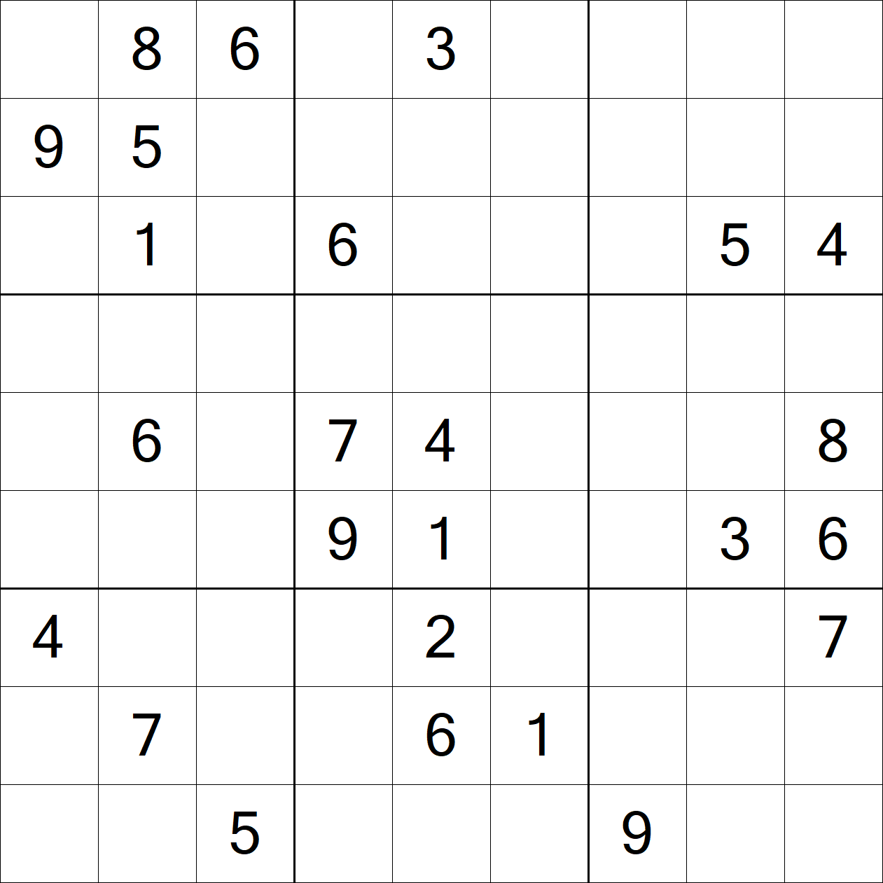 Extreme Sudoku puzzle grid