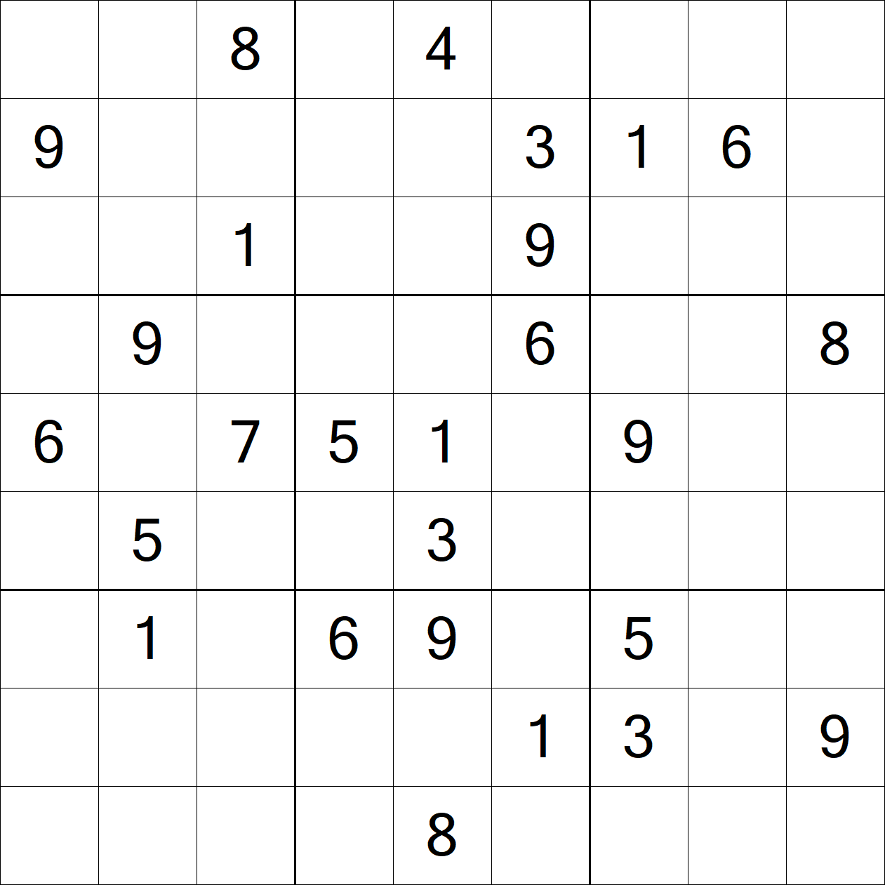 Extreme Sudoku puzzle grid