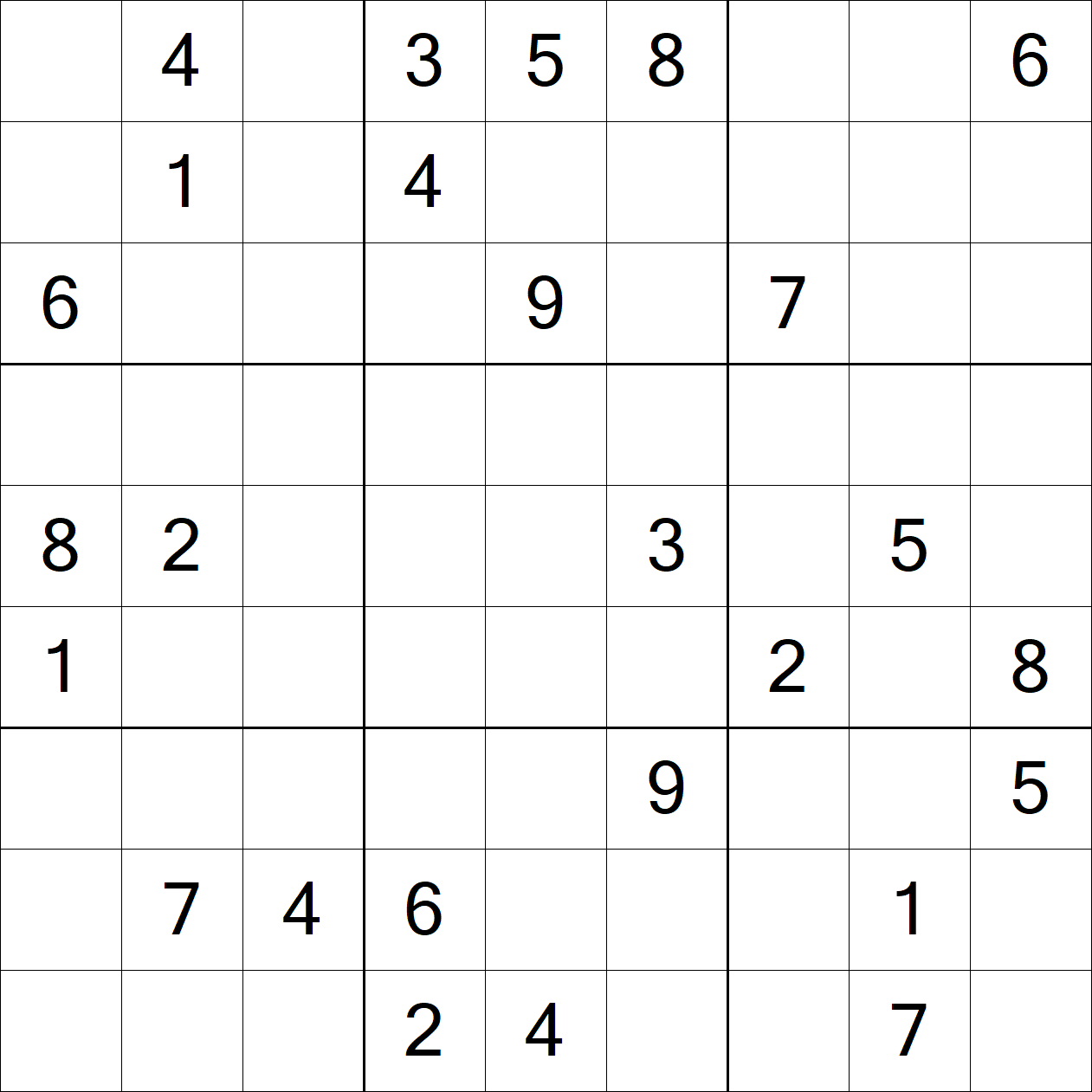 Extreme Sudoku puzzle grid