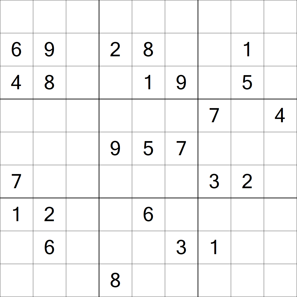 Extreme Sudoku puzzle grid