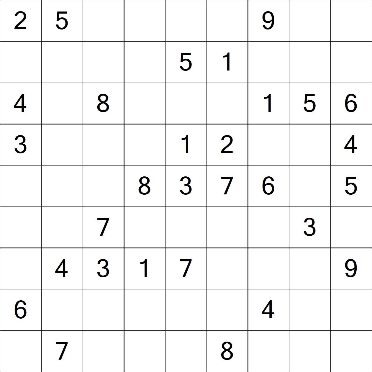 Hard Sudoku puzzle grid