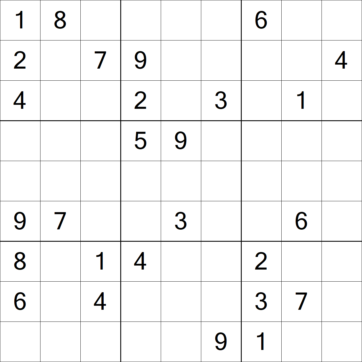 Extreme Sudoku puzzle grid