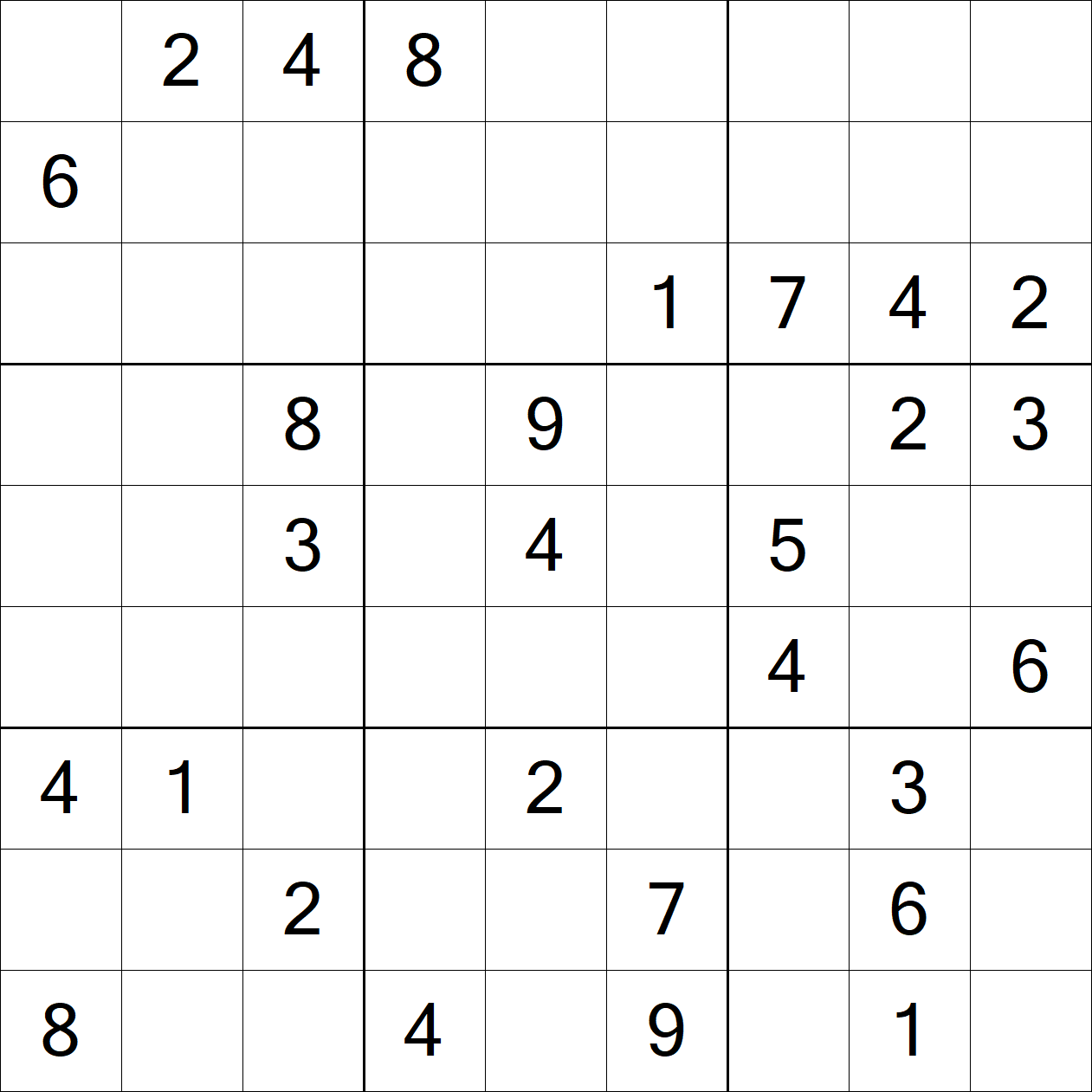 Hard Sudoku puzzle grid