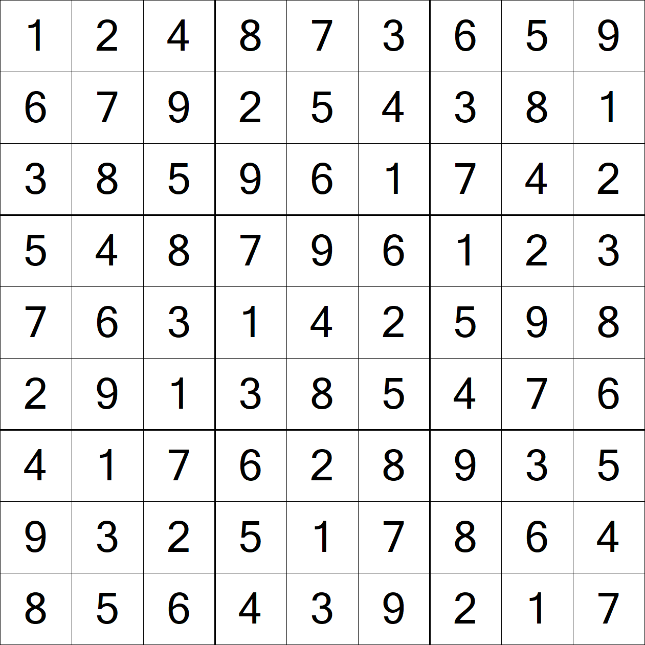 Solution to Hard Sudoku