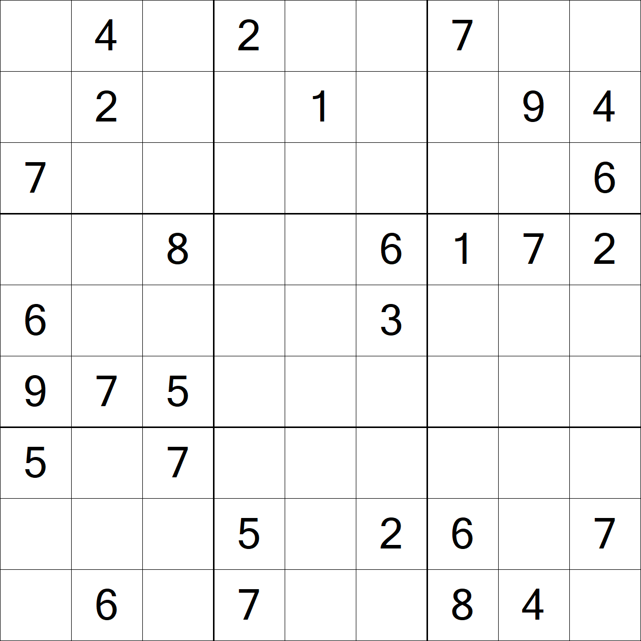 Very Hard Sudoku puzzle grid